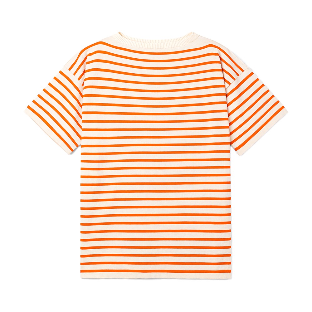 보트맨 반팔 스트라이프 니트 Orange