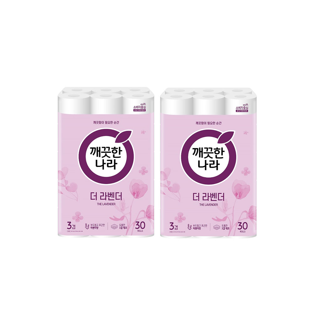 3겹 엠보 알러젠프리 라벤더 25m 30롤x2팩