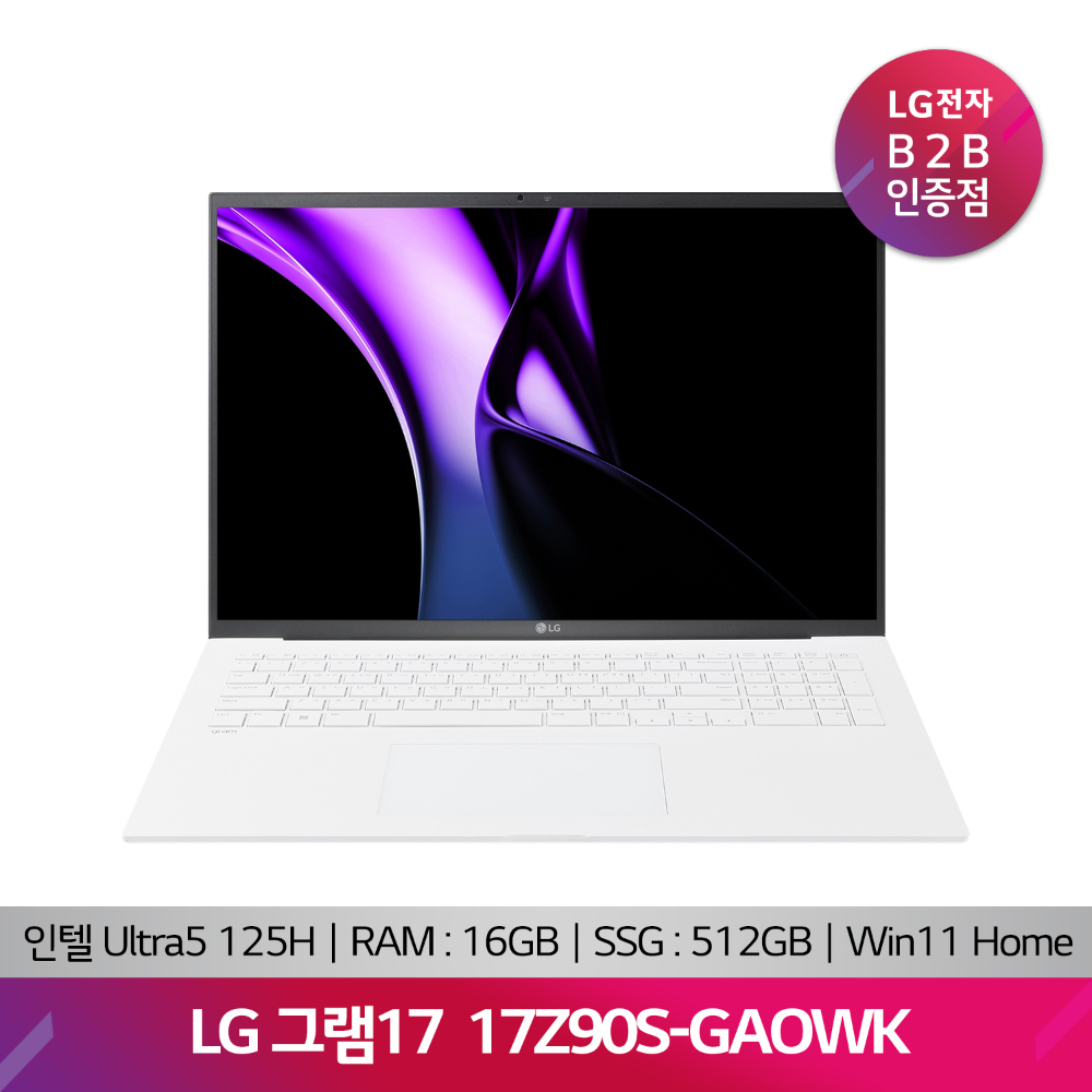 LG 그램 17Z90S-GAOWK(Ultra5-125H/16GB/SSD 512GB/Win11 Home)