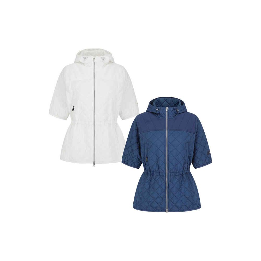 여성 스트링 반팔 패딩 후드 집업 점퍼 (택1)