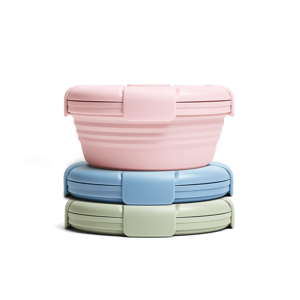 접이식 실리콘 원형 도시락통 밀폐용기 보울 1100ml (택1)